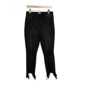 L’Agence High Rise Straight Leg Black Distressed Raw Hem Jeans Women’s 29